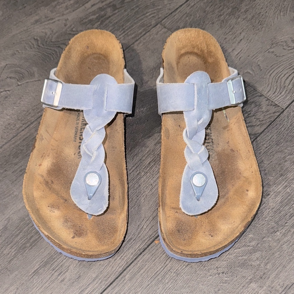 Birkenstock Light Blue Braided Thong Sandals